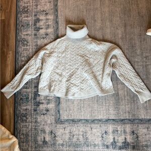 Boohoo Light Blue Cable Knit Turtleneck Sweater